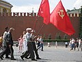 Kommunistiese demonstrasie op Rooiplein, Moskou, in 2009 met die Kremlin op die agtergrond.