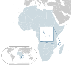 Lokasi  Comoros  (biru gelap) – di Afrika  (biru cair & kelabu gelap) – di Kesatuan Afrika  (biru cair)