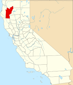 map of California highlighting Trinity County
