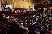 Zelenskyy addressing Ireland's parliament