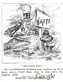 Editorial cartoon about political instability in Haiti (Cartoonist: May, Detroit Journal, reprinted in American Review of Reviews, Jan. 1909)