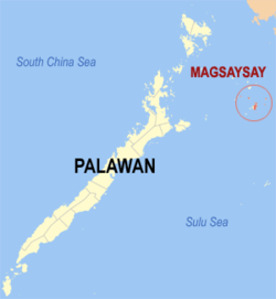 Map of Palawan with Magsaysay highlighted