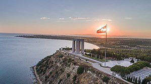 The Çanakkale Martyrs' Memorial at Gallipoli Peninsula Historical Site, commemorating the loss of Ottoman and Anzac soldiers on the Gallipoli Peninsula