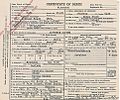 Capone's death certificate January 25, 1947