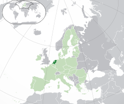  the European Netherlands یئری نقشه اوستونده (dark green) – in اوروپا (green & dark grey) – in the اوروپا بیرلیگی (green)