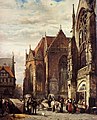 Figures on the Market Square in Front of the Martinikirche Braunschweig, by Cornelis Springer, 1874