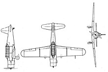 3-view line drawing of the Vultee Valiant