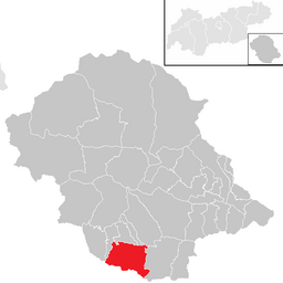 Kommunens läge i distriktet Lienz