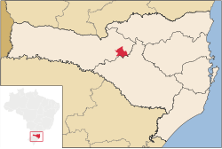 Localização de Fraiburgo em Santa Catarina
