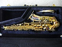 Yanagisawa A9932J alto saxophone: has a solid silver bell and neck with solid phosphor bronze body. The bell, neck and key-cups are extensively engraved. Manufactured in 2008