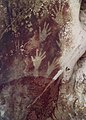 Image 74Pettakere Cave "Hand print paintings". The oldest known cave paintings are more than 44,000 years old. Maros, South Sulawesi, Indonesia (from Culture of Indonesia)