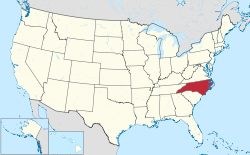 Штат Паўночная Караліна на мапе ЗША