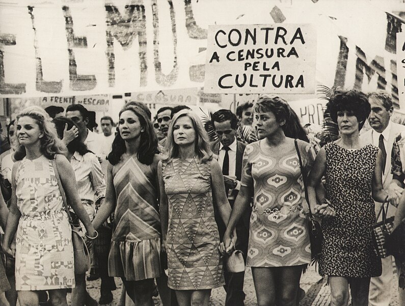 The "Cultura contra Censura" protest against the censorship under the military dictatorship in Brazil. Unknown photographer, restored by Adam Cuerden