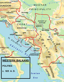 Map of the western Balkans around 925