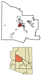 Location of Prescott in Yavapai County, Arizona