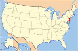 New Jersey elhelyezkedése az USA-ban