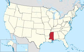 Mapa ti Estados Unidos a mangipakita ti Mississippi