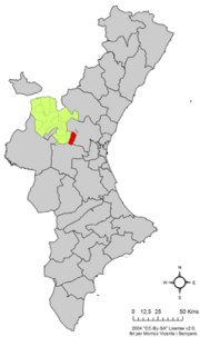 Localização do município de Pedralba na Comunidade Valenciana