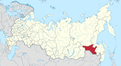 ロシア内のアムール州の位置の位置図