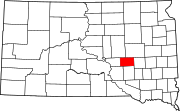 Map of South Dakota highlighting Jerauld County