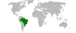 Map indicating locations of Brazil and Malaysia