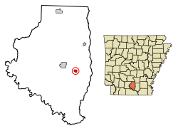 Location of Harrell in Calhoun County, Arkansas.