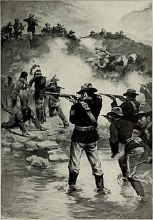 West army soldiers attacking group of Cheyenne Indians at Sappa Creek