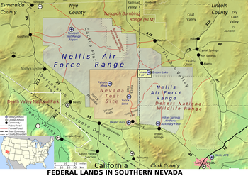 Map of southern Nevada showing Area 51