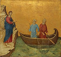 Jesus calling Simon Peter and Andrew by Duccio di Buoninsegna, 1308–1311