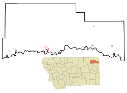 Location of Poplar, Montana
