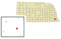 Location within Johnson County (left) and Nebraska (right)