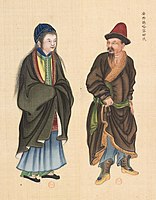 Uyghur people from Hami, in Anxi subprefecture. Huang Qing Zhigong Tu, 1769.