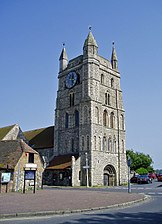 New Romney church tower, an example of English small-town Norman architecture