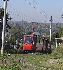Grassed tramway track in Belgrade, Serbia