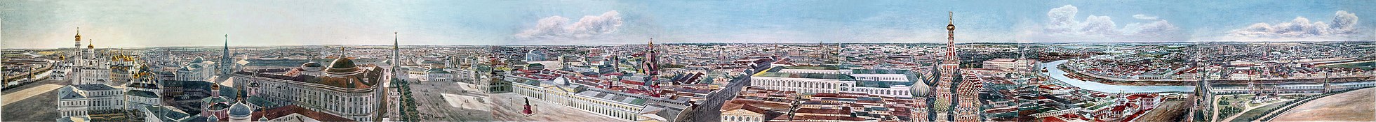 Panorama of Moscow in 1819 (hand-drawn lithograph)