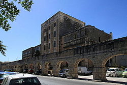 Town hall and part of the Wignacourt Aqueduct at Santa Venera