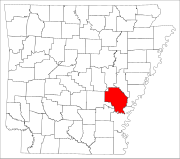 Localização do Map of Arkansas highlighting Arkansas County