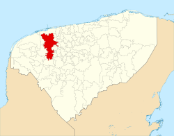 Location of the municipality in Yucatan