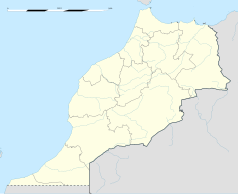 Mapa konturowa Maroka, w centrum znajduje się punkt z opisem „Afurar”
