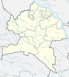 Mapa konturowa powiatu aleksandrowskiego, u góry nieco na prawo znajduje się punkt z opisem „Ciechocinek”