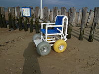 Beach wheelchair with wide tires