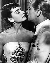 Publicity still from Hepburn film with William Holden.