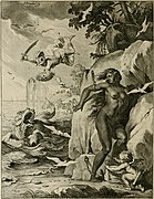 Engraving after Abraham van Diepenbeeck, The Rescue of Andromeda (1632–1635), from M. de Marolles, Tableaux du Temple des Muses (Paris, 1655), is unusual in showing Andromeda as dark-skinned.[3]