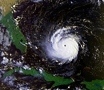 Hurricane Andrew bearing down on Florida on August 23, 1992.