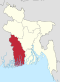 Map indicating the extent of Khulna Division within Bangladesh