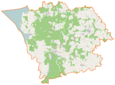 Mapa konturowa powiatu goleniowskiego, u góry nieco na prawo znajduje się punkt z opisem „Grabin”