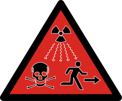 2007 ISO radioactivity danger symbol intended for IAEA Category 1, 2 and 3 sources defined as dangerous sources capable of death or serious injury.[38]