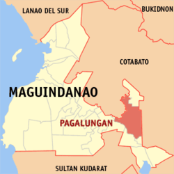 Map of Maguindanao del Sur with Pagalungan highlighted