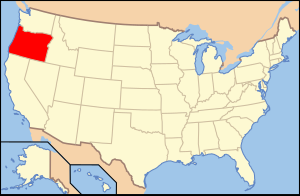 Zemljevid Združenih držav z označeno državo Oregon