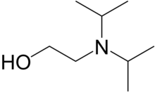 Skeletal formula of N,N-diisopropylaminoethanol with some implicit hydrogens shown